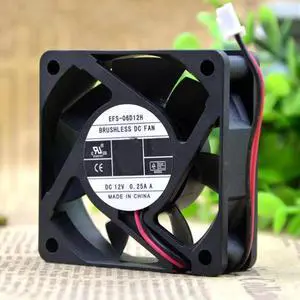 EFS-06D12H 6020 12V 0.25A mute big air volume 2 wire cooling fan