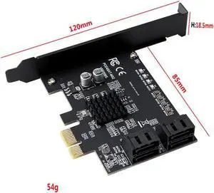 4 Ports SATA 3.0 Card PCI-E SATA Card PCIe 1X Cards PCI Express to SATA 3.0 Expansion Adapter for HDD SSD IPFS Mining Controller