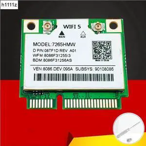 1167Mbps 7265HMW MINI PCIE Wifi Card Dual Band 2.4G + 5G Wifi Wireless Mini PCI-E Network Card Bluetooth V4.0 Supports WIN7/8/10