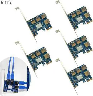 5PCS PCIe 1 to 4 PCI Express 16X Riser Card PCI-E 1X to External 4 PCI-e Slot Adapter Multiplier Card for Bitcoin Miner Mining