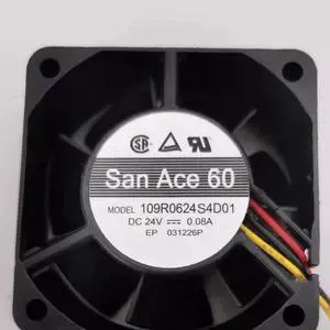 DC24V 0.08A 109R0624S4D01 6025 6cm 3-Wire Inverter Cooling Fan