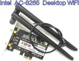 Wireless-AC 8265 867Mbps 802.11 AC Dual Band Desktop WiFi Adapter PCI Express Card for Intel 8265AC 5GHz WiFi + Bluetooth 4.2
