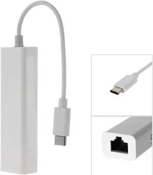 USB-C Type C Male to 100M Gigabit Ethernet Network LAN Adapter for Laptop PC White