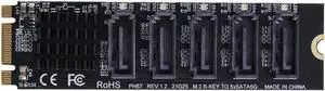 Chenyang NGFF Key B+M to SATA 3.0 6Gbps 5 Ports Adapter Converter Port Multiplier Selector JMB575 2280