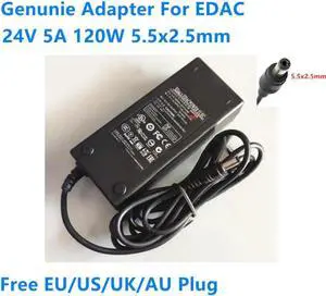 Genunie 24V 5A 120W 5.5x2.5mm AC Adapter For EDAC EA11203B Power Supply Charger