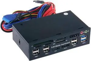 5.25 Inch PC Media Dashboard Front Panel Audio With SATA eSATA 2 x USB 3.0 And 6 x USB 2.0 Hub SD TF MMC M2 CF MS Card Reader 5.25 Inch PC Media Dashboard Front Panel Audio With SATA eSATA 2 x USB 3.0 And 6 x USB 2.0 Hub SD TF MMC M2 CF MS Card Reader