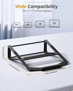 Laptop Stand for Desk Aluminum Vertical Laptop Stand 2-in-1 Laptop Riser Cooling Laptop Holder Compatible with MacBook Air Pro XPS HP (11-17)