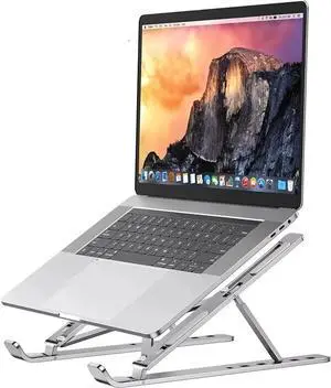 Adjustable Aluminum Laptop Stand 7-Level Ergonomic Riser for Desk Foldable Ventilated Laptop Holder for 9-15.6 Inch Devices Portable Computer Stand