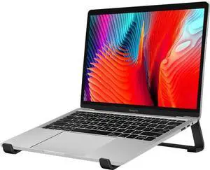 Aluminum Laptop Stand for Desk - Cooling Ergonomic Design - Fits MacBook Air Pro//HP//ThinkPad/Alienware - 13/14/15.6/16 -Easy Assembly- Ventilated Laptop Stand for Optimal Airflow
