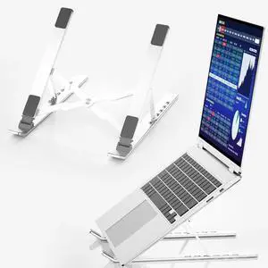 Adjustable Laptop Stand for Desk Aluminium Alloy Laptop Riser with 6-Angle Adjustment Foldable Computer Holder for 10-16 LaptopsSilver