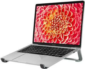 Aluminum Laptop Stand for Desk - Cooling Ergonomic Design - Fits MacBook Air Pro//HP//ThinkPad/Alienware - 14/15.6/16 -Easy Assembly- Ventilated Laptop Stand - Blue Grey