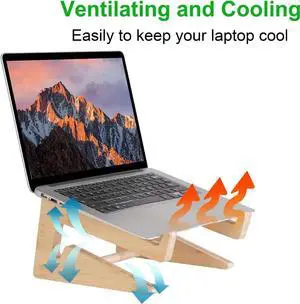 Nuvograin Laptop Stand Wooden Vertical Laptop Stand for Desk Bamboo Laptop Stand Compatible with MacBook Air Pro/ XPS/Surface pro/HP/Pixelbook/ More Laptops 13-17.7inch