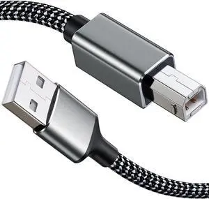 Printer Cable 10 FT USB A to B Cable 2.0 USB B Cable High-Speed Printer Cord High Speed Scanner Cord Compatible with HP Canon Dell Lexmark Xerox Epson Samsung and More (Grey)