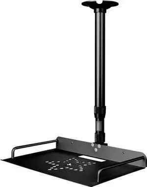 Projector Ceiling Mount with Tray 14.5-23.2IN / 37-60CM Height Adjustable Universal Projector Ceiling Mount 360 Rotation Ceiling Projector Mount for Projector Camera (Black)