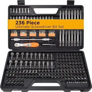 236 Piece Ultimate Screwdriver Bit Set High Grade Carbon Steel Includes Hard-to-Find Security Bits & Micro Bits