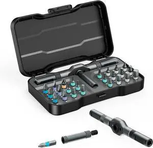 24 in 1 Magnetic Screwdriver Set DIY Ratchet Screwdriver Set Multi Bit Magnetic Drive Set with Detachable Ratchet Handle Portable Precision Repair Tool Kit for Furniture Computer Bicycle