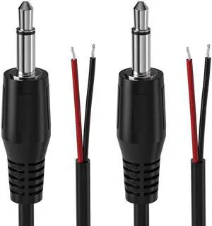 2-Pack 6FT Replacement 3.5mm Male Jack to Bare Wire Open End TS 2 Pole Mono 1/8 3.5mm Jack Plug Connector AUX Audio Cable for Scanner Speaker PA horns morse key cooling fans power amp Repair