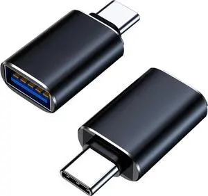 USB C to USB Adapter [Black 2 Pack] for MacBook iPad iPhone 15 with USB-C Port - USB 3.0 (Female) to Type-C (Male) OTG Adapter Compatible with USB Flash Drive Hub Ethernet Adapter etc.
