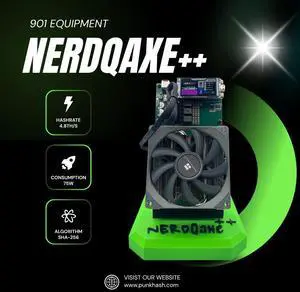 NerdMiner NerdQaxe++ Bitcoin Miner | BM1370 Chip | 4.8TH/s Hashrate | 76W Low Power Consumption | 40dB Quiet | WiFi Wireless Connection | Portable Mini Design