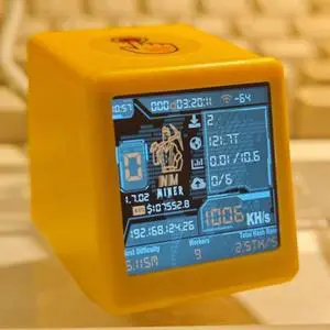 BTC Solo Lottery Miner for computer nerd Smart TV Hashrate1060KH/s ESP32 gift home silent Desktop Clock Lower Power Consumption Nerdminer V3