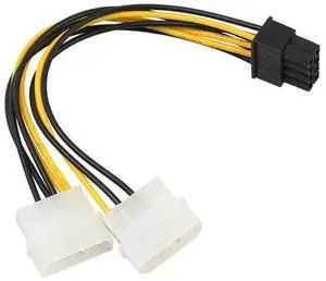18cm 8(6+2) Pin to Dual 4 Pin Graphics Video Card Power Cord Adapter Cable