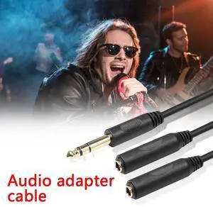1/4 6.35 mm Male to Dual 1/4 6.35 mm Female Adapter Splitter Stereo Audio Cable