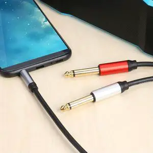 1.8m 3.5mm To Double 6.35mm TRS Cable Gold Plated 3.5mm TRS To 6.35mm TS Adapter Audio Stereo Cable for Mixer Amplifier Speaker