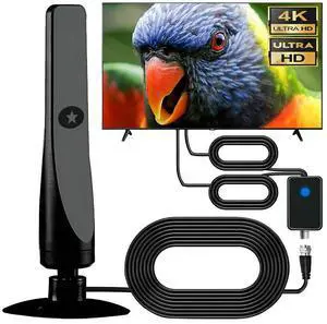TV Digital Antenna with Signal Booster HD Antenna Support 4K 1080P Suction Cup TV Antenna 25DBI Plug Play for Smart Digital TV