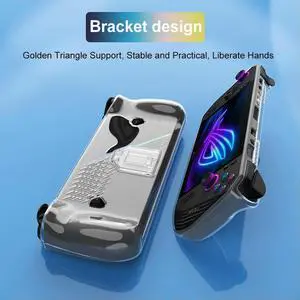 For ROG Ally X Console Soft Transparent Case with Bracket Protector Shell Sleeve Soft TPU Protective Shell Game Accessories