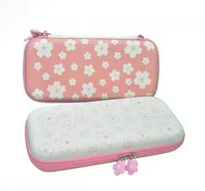 EVA Cute Hard Carrying Case Waterproof Pink Sakura Protective Case Shockproof Carrying Bag Anti-Scratch for Nintendo Switch/OLED