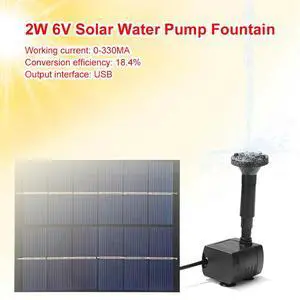 2W 6V Solar Fountain Water Pump Panel Home Garden Fish Pond Pool Watering Kits Panel Powered Fountain Water Pump