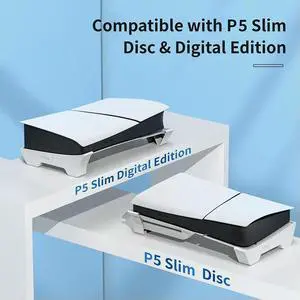 Horizontal Bracket Stand Anti-Slip Cooling Horizontal Base Dock Mount Holder for PS5 Slim Disc & Digital Game Console