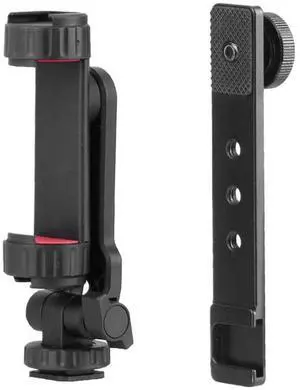 Portable Swivel Phone Clip for Osmo Pocket 3 Fill Light Tripod Clip Cell Phone Holder with 1/4inch Screw & Cold Shoe