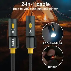 240W USB C Multi Charging Cable with Lighter & LED Light Multiple Charger Cord for 16 Pro Max/Pad/Phones/Tablets/Laptop