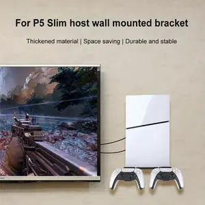 Wall Mount Bracket Display Stand Base with 2 Controller Mounts Wall Hanging Stand for PS5 Slim Digital Edition and Disc Edition