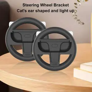 2Pcs Wheel Handle Controller with Light Cat Ear Gaming Racing Steering Wheel Reusable Innovative Gamepad Handle Grips for NS2