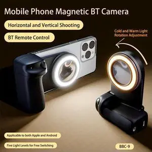 For Magsafe Magnetic Bluetooth-Compatible Shutter Phone Hand Grip 1/4inch Screw Selfie Handle Phone Holder for 16 15 Vlog