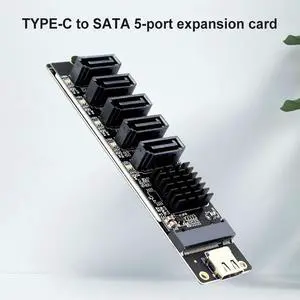 Type C To 5-Port SATA 3.0 Adapter Card 6Gbps JM575+JMS580 Chip USB C To SATA 3.0 Expansion Card Type C To 5-Ch SATA 3.0 Expander