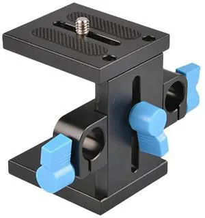 15mm Rod Clamp Railblock with Quick Release Plate Universal DSLR Camera Base Plate Height Adjustable Guide Stand for DSLR Camera