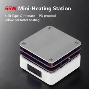 PD 65W Mini Hot Plate Heating Plate Preheating Platform Adjustable Constant Temperature Preheating Platform Type-C Repair Tools