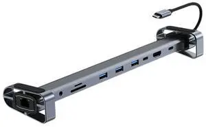 USB C Hub Dongle Headphone/Speaker Connections 10-in-1 Multiport 100W PD 3.5mm AUX 3 USB 3.0 5Gbps Data Ports for Macbook