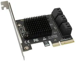6 Ports SATA III PCI E Express 3.0 4X Controller Expansion Card Adapter 6Gbps Compatible for ASM Processor120x65x56mm