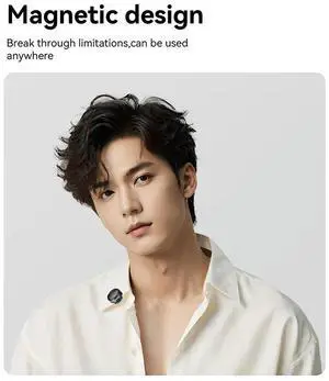 Wireless Lavalier Microphone with Magnetic Clip Mini Mic with Noise Cancellation Plug and Play Wireless Mic