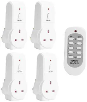 4pcs UK Plug Wireless Remote Control Smart Socket Electrical Outlet Light Switch