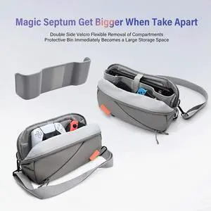Carrying Case with Mesh Pocket Crossbody Shoulder Chest Pouch Splashproof Sling Bag for Switch/ROG Ally X/PS Portal/Steam Deck