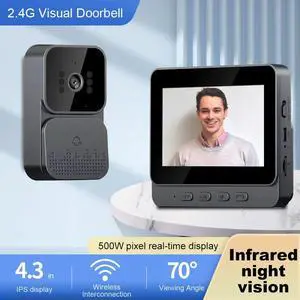 Video Doorbell Video Intercom Wireless Door Bell 1080P IR Night Vision 2.4G 4.3inch IPS Screen for Villa Home Office Apartment