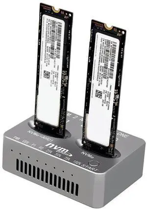Dual Bay M2 NVME SSD Clone Enclosure with USB 3.2 Type C for Fast Data Backup and Transfer Speeds up to 1700MBs