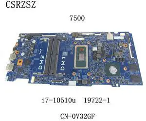19722-1 CN-0V32GF 0V32GF V32GF For 7500 Notebook mainboard I7-10510u CPU 100% Test ok