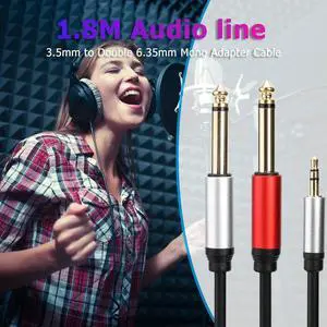 1.8m 3.5mm To 6.35mm Adapter Audio Cable Gold Plated 3.5mm To Double 6.35mm TRS Cable Aluminum Housing for Home Stereo System 1.8m 3.5mm To 6.35mm Adapter Audio Cable Gold Plated 3.5mm To Double 6.35mm TRS Cable Aluminum Housing for Home Stereo System