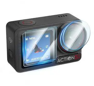 2 Set Screen Protector 9H Hardness Camera Lens Screen Protector Film Tempered Glass Film for Osmo Action 5 Pro Action Camera